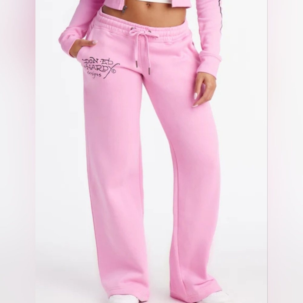 Ed Hardy Sacred Angel Heart Wide Leg Sweatpants